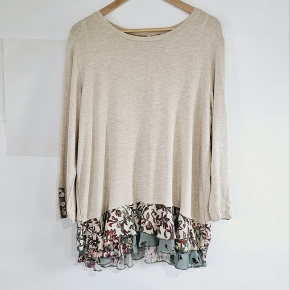 John Mark Women Boho Printed Ruffle Hem Women's Tunic Blouse Size XL - Picture 1 of 9
